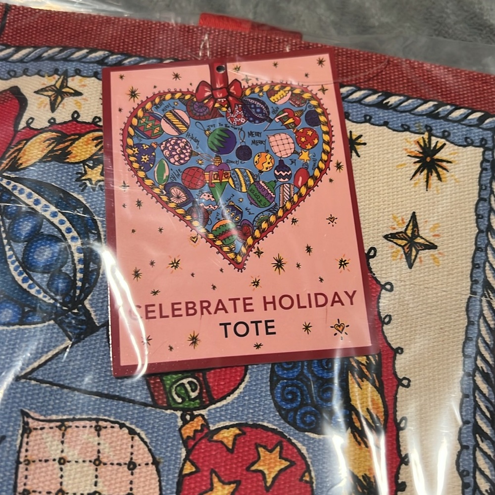 NWT Brighton Holiday Tote Bag, Canvas, Christmas 2023, In Package - Picture 7 of 9